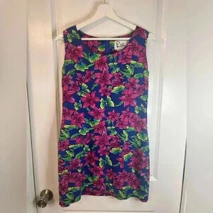 Lily Pulitzer Women’s Navy and Pink Butterfly Floral Sleeveless Dress - Size 6